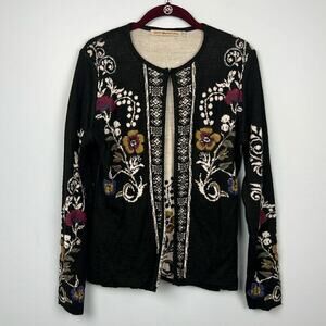 Simply Natural Hanna alpaca blend small floral embroidered cardigan size small
